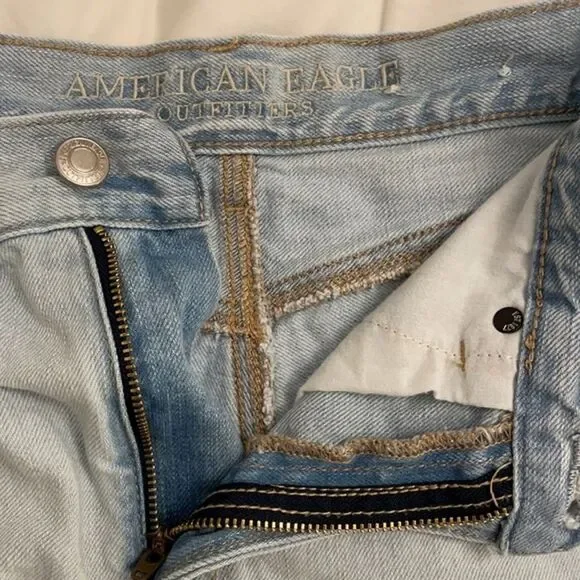 American Eagle Denim Cut-Off Jean Shorts Womens Size 0 Lace Boho Festival - Picture 5 of 13